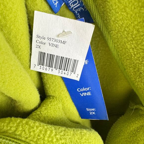 Fleet Boutique NWT Pea Green Vine Full Zip Mock Neck Fleece Jacket Size 2X - Picture 5 of 8